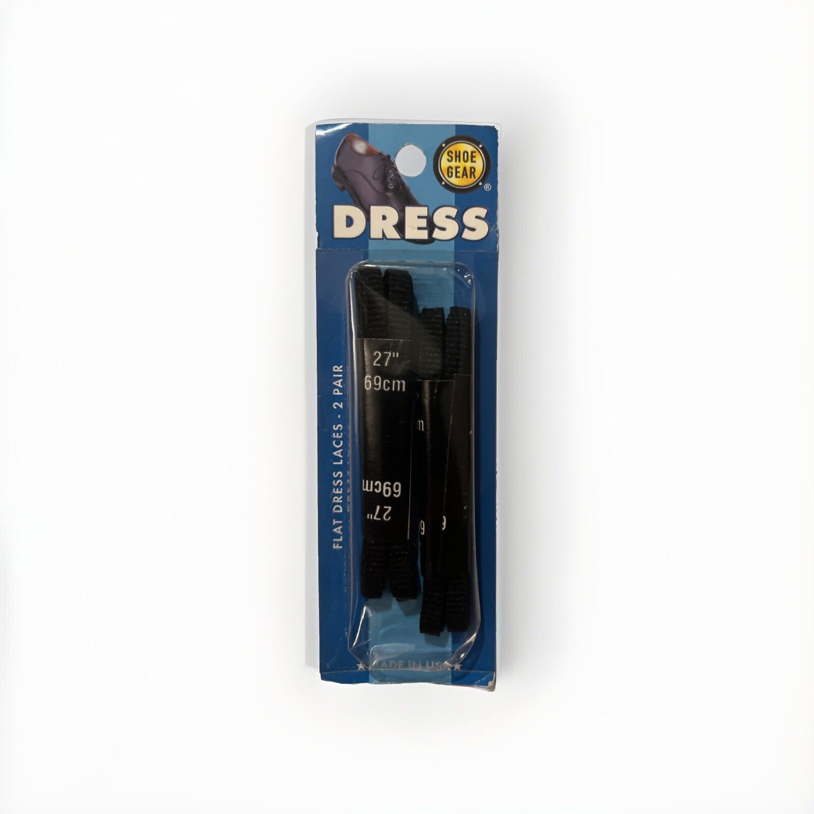 Shoe Gear Flat Dress Laces 27 Inch Black 2 Pairs Made in USA