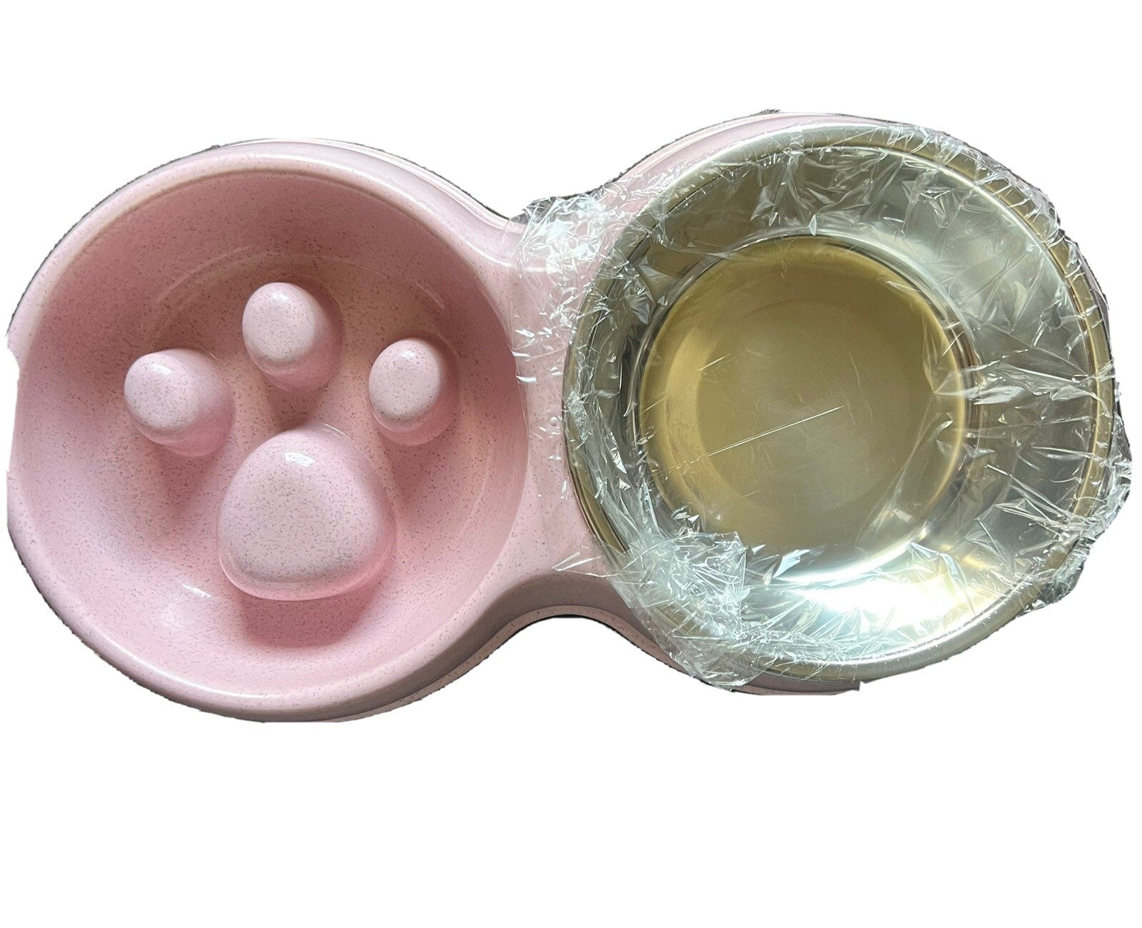 Slow Feeder Dog Food Bowl and Water Bowl Set Pink Promote Healthy Eating