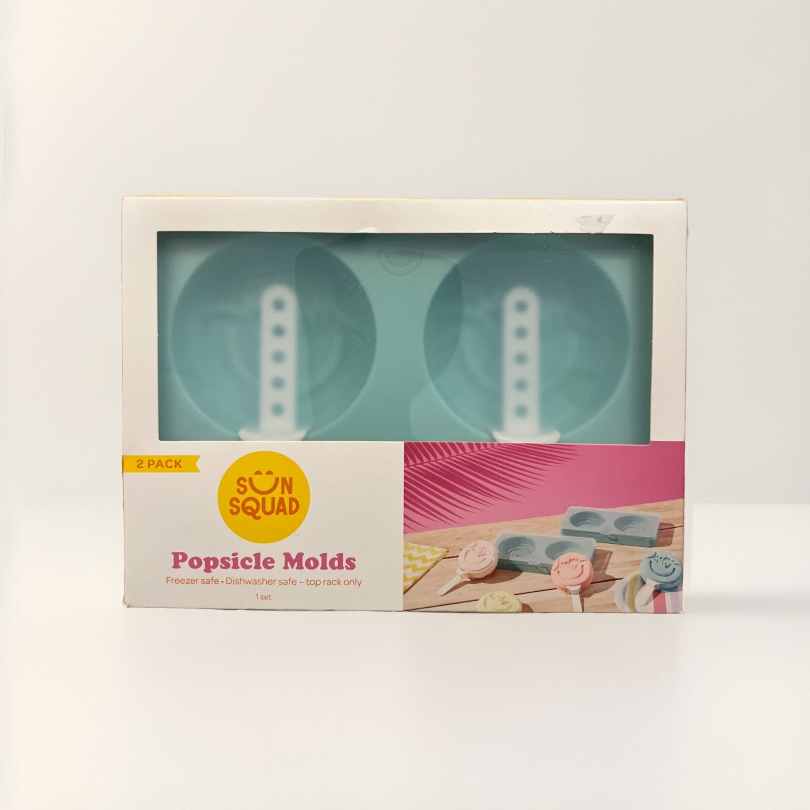 Sun Squad 2 Pack Plastic Popsicle Molds BPA Free Freezer & Top-Rack Dishwasher Safe