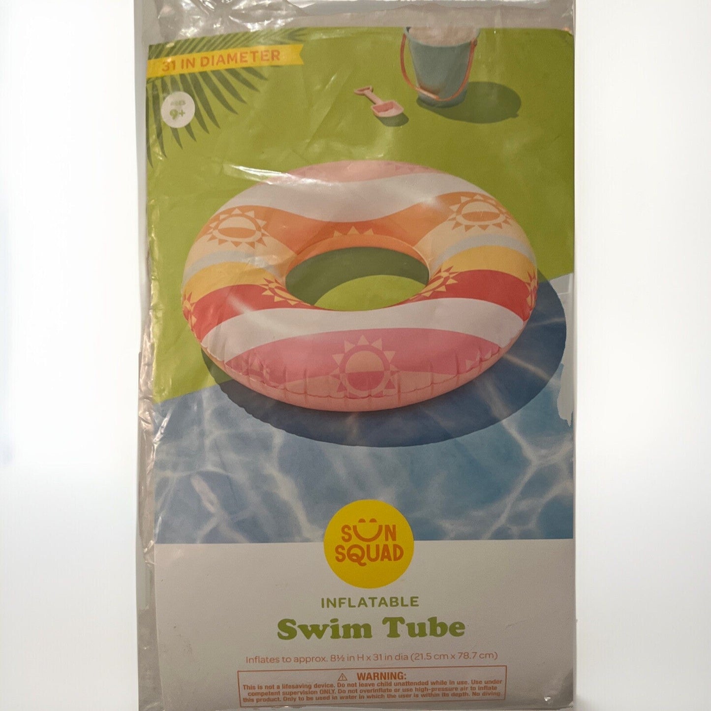 Sun Squad Inflatable Swim Tube 31 Inch Diameter Pool Float Summer Fun Pink | Bazrify