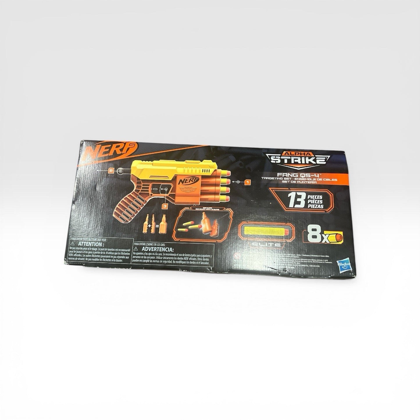 Nerf gun packaging on a white background