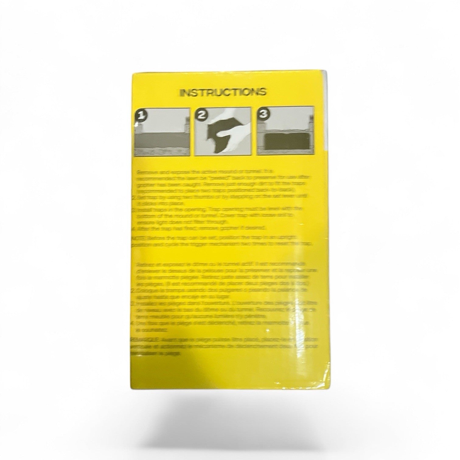 Yellow packaging with instructions on a white background