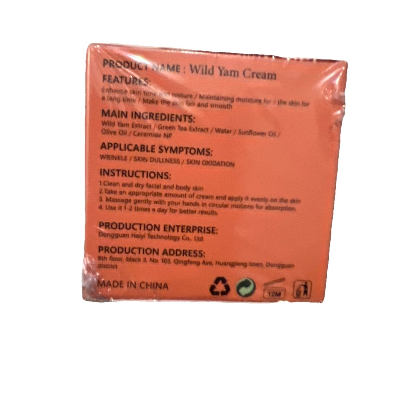 Wild Yam Cream Anti-Aging Skin Moisturizer Hydrating