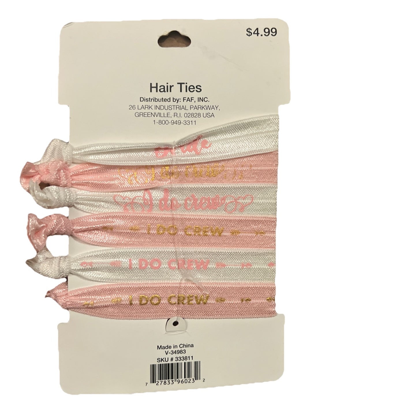 Bridesmaid Hair Ties 6-Pack Pink White Tie the Knot Gift Set