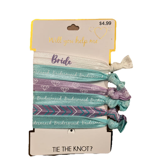 Will You Help Me Tie The Knot Bride and Bridesmaid Hair Ties Wedding Party Gift Set 5 Count